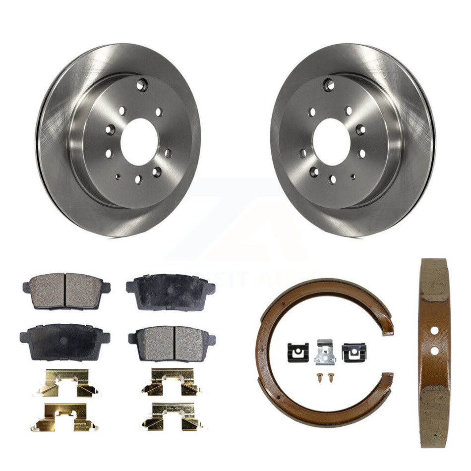 Rear Disc Rotors Ceramic Pads And Parking Shoes Kit For Ford Edge Mazda CX-7 Lincoln MKX K8T-105669