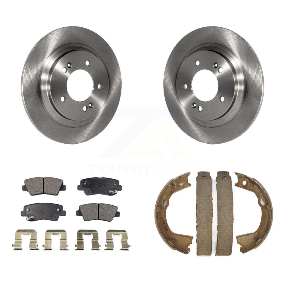 Rear Disc Rotors Ceramic Pads And Parking Brake Shoes Kit For Hyundai Sonata Azera K8T-105671