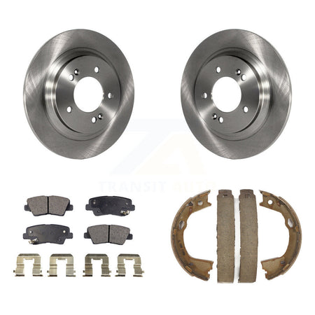 Rear Disc Rotors Ceramic Pads And Parking Brake Shoes Kit For Hyundai Sonata Azera K8T-105671