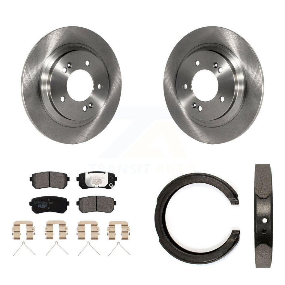 Rear Disc Rotors Ceramic Pads And Parking Brake Shoes Kit For Kia Optima K8T-105673