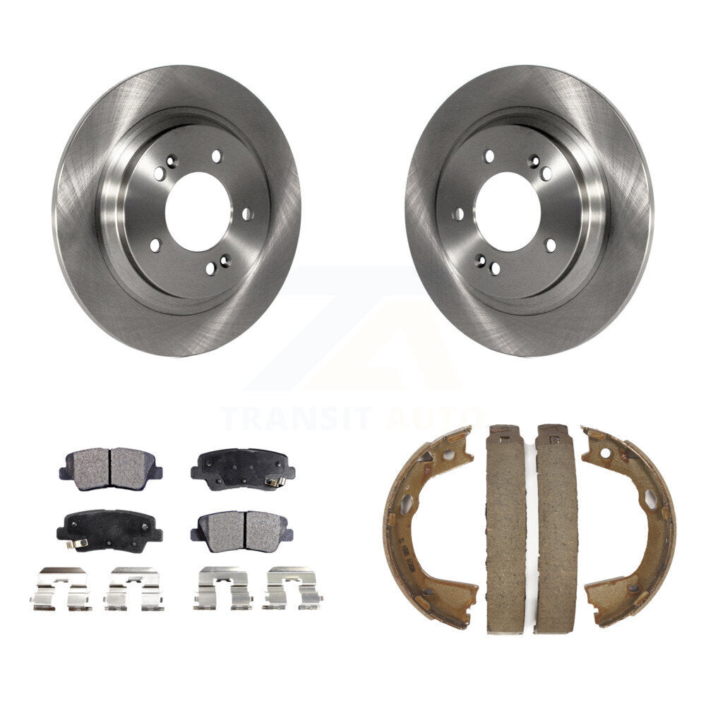 Rear Disc Rotors Ceramic Pads And Parking Brake Shoes Kit For Kia Optima K8T-105675
