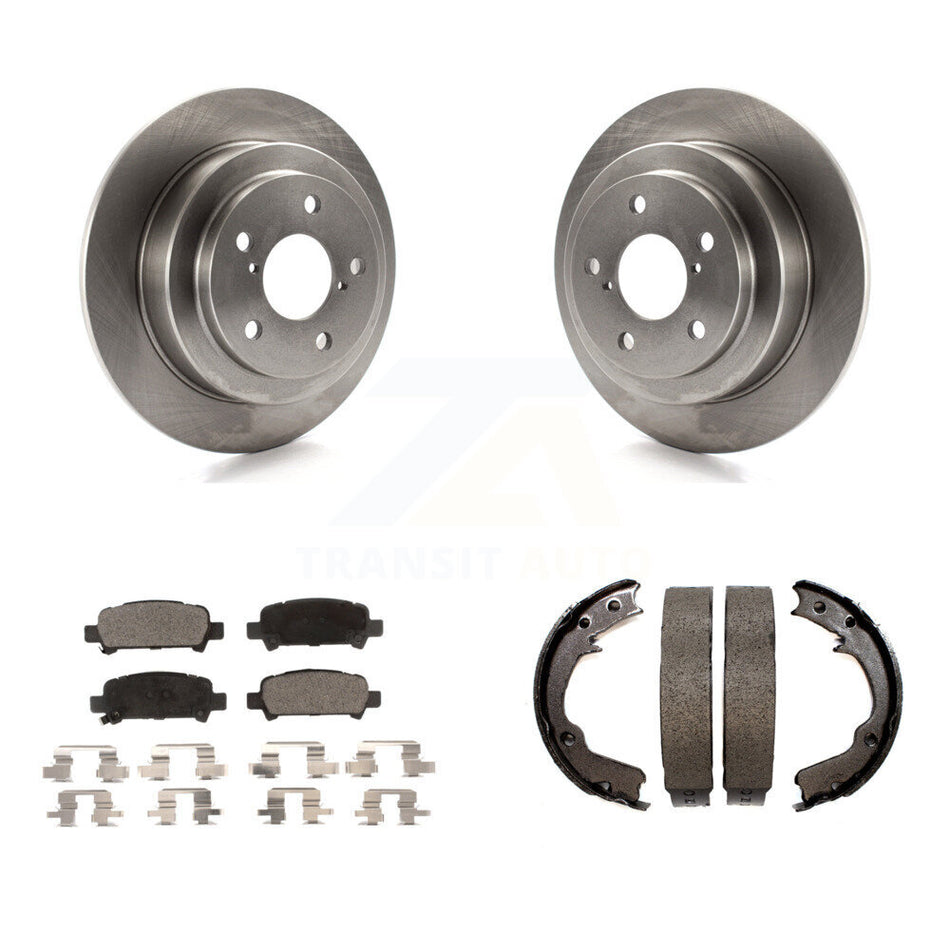 Rear Disc Rotors Ceramic Pads And Parking Brake Shoes Kit For Subaru Forester Impreza K8T-105678