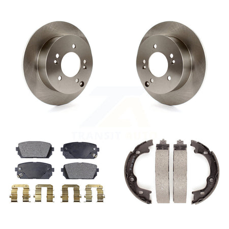 Rear Disc Rotors Ceramic Pads And Parking Brake Shoes Kit For 2007-2010 Kia Rondo K8T-105685