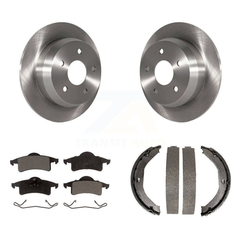 Rear Disc Rotors Ceramic Pads & Parking Brake Shoes Kit For 1999-2004 Jeep Grand Cherokee K8T-105689