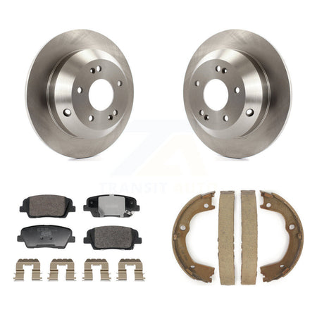 Rear Disc Rotors Ceramic Pads & Parking Brake Shoes Kit For Hyundai Santa Fe Kia Sorento K8T-105697