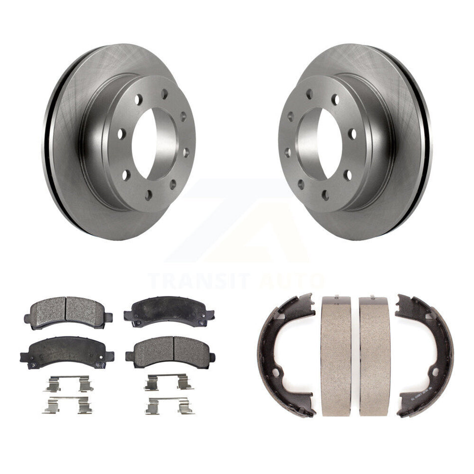 Rear Disc Rotors Ceramic Pads And Parking Shoes Kit For Chevrolet GMC Savana 2500 Express K8T-105698