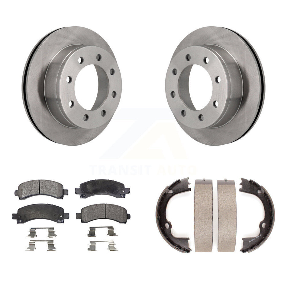 Rear Disc Rotors Ceramic Pads And Parking Shoes Kit For Chevrolet GMC Savana 2500 Express K8T-105699