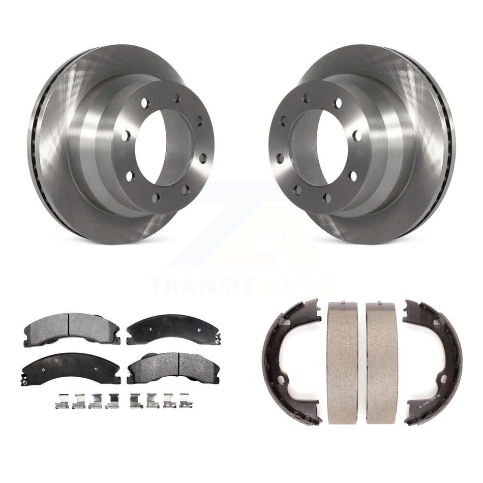 Rear Disc Rotors Ceramic Pads Parking Shoes Kit For GMC Savana 3500 With Dual Wheels K8T-105701