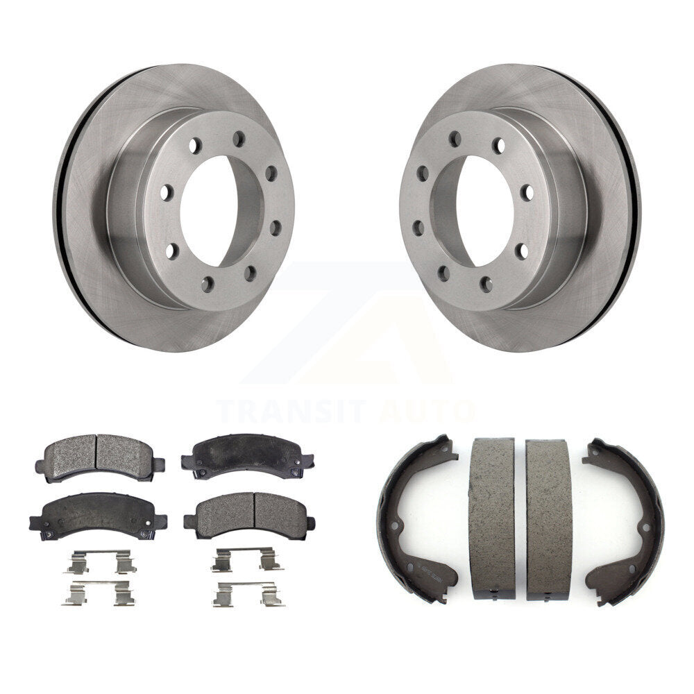 Rear Disc Rotors Ceramic Pads Parking Shoes Kit For 2008-2012 GMC Savana 3500 Cutaway Van K8T-105704