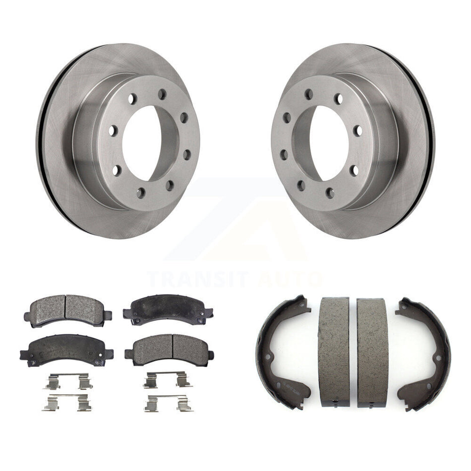 Rear Disc Rotors Ceramic Pads Parking Shoes Kit For 2008-2012 GMC Savana 3500 Cutaway Van K8T-105704