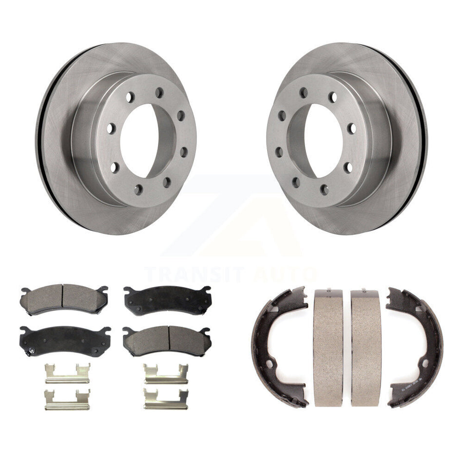 Rear Disc Rotors Ceramic Pads Parking Shoes Kit For GMC Chevrolet Silverado 2500 HD 3500 K8T-105705