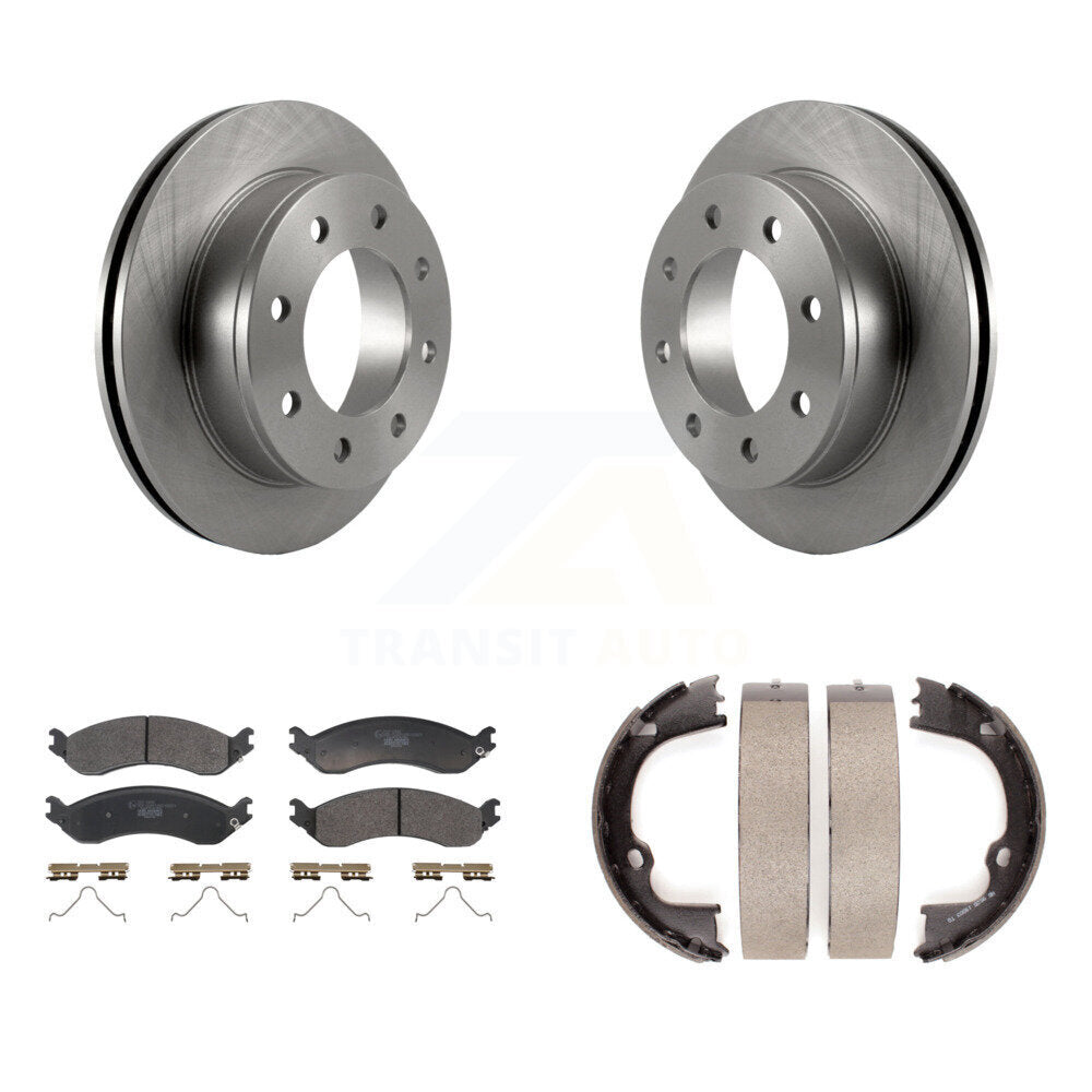 Rear Disc Rotors Ceramic Pads And Parking Shoes Kit For GMC Chevrolet Savana 2500 Express K8T-105707