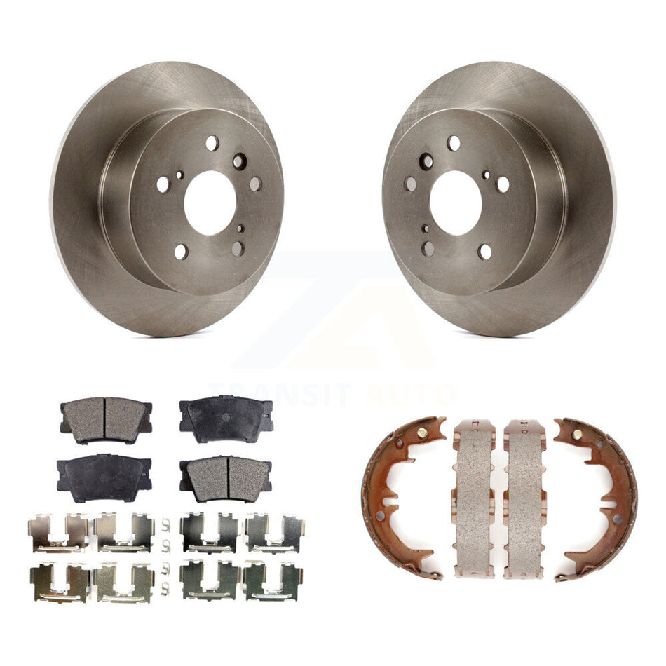 Rear Disc Rotors Ceramic Pads Parking Brake Shoes Kit For Toyota Camry Lexus ES350 Avalon K8T-105710