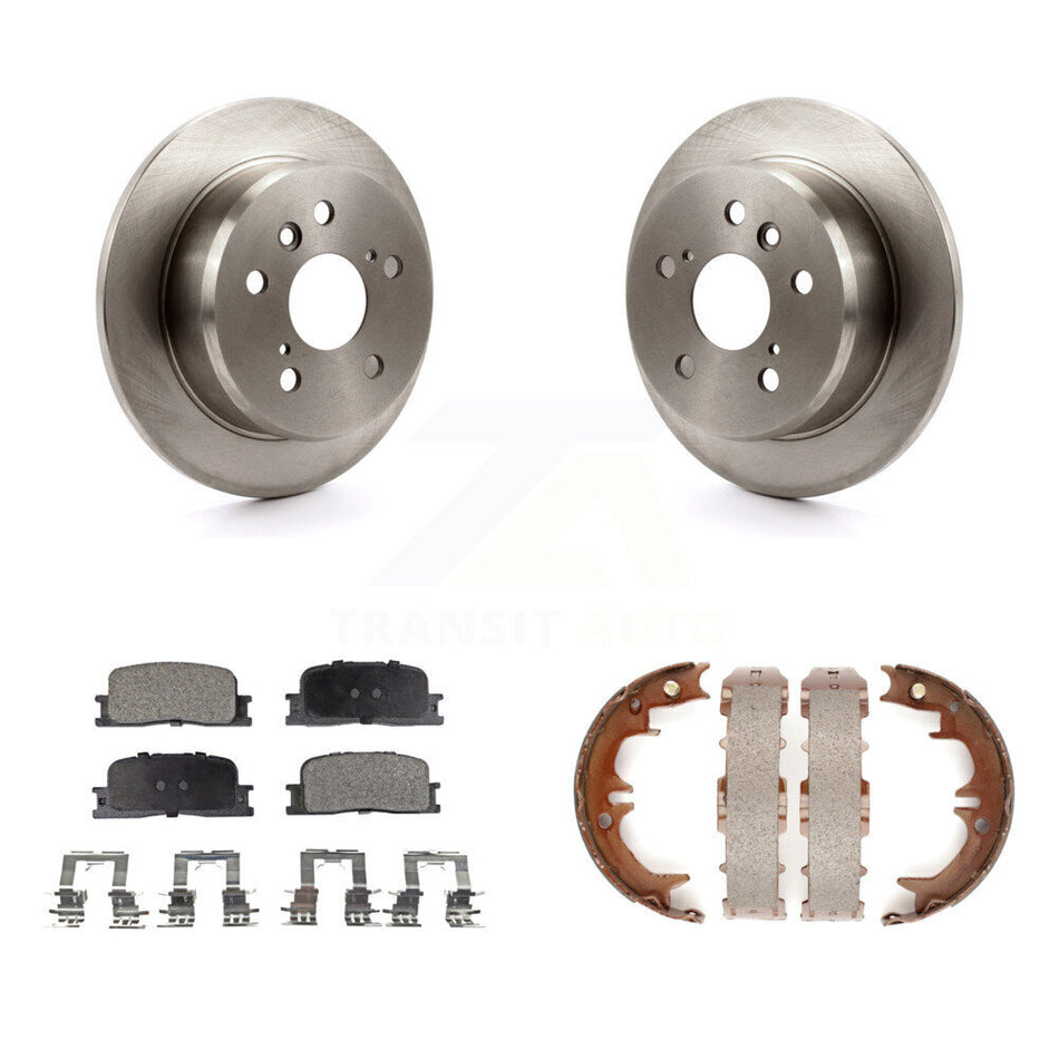 Rear Disc Rotors Ceramic Pads Parking Brake Shoes Kit For Toyota Camry Lexus ES330 ES300 K8T-105711