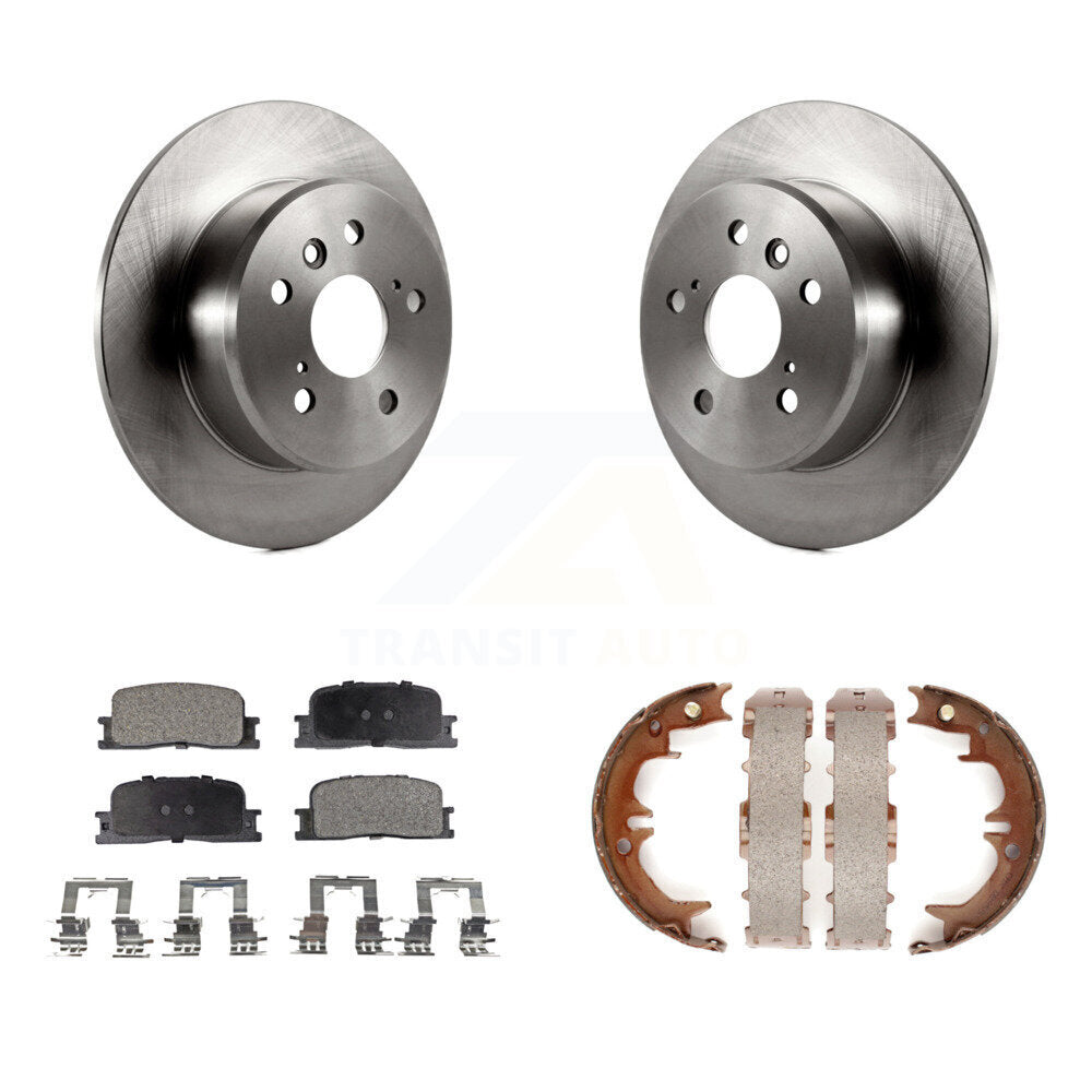 Rear Disc Rotors Ceramic Pads Parking Brake Shoes Kit For 2001-2003 Toyota Highlander FWD K8T-105719