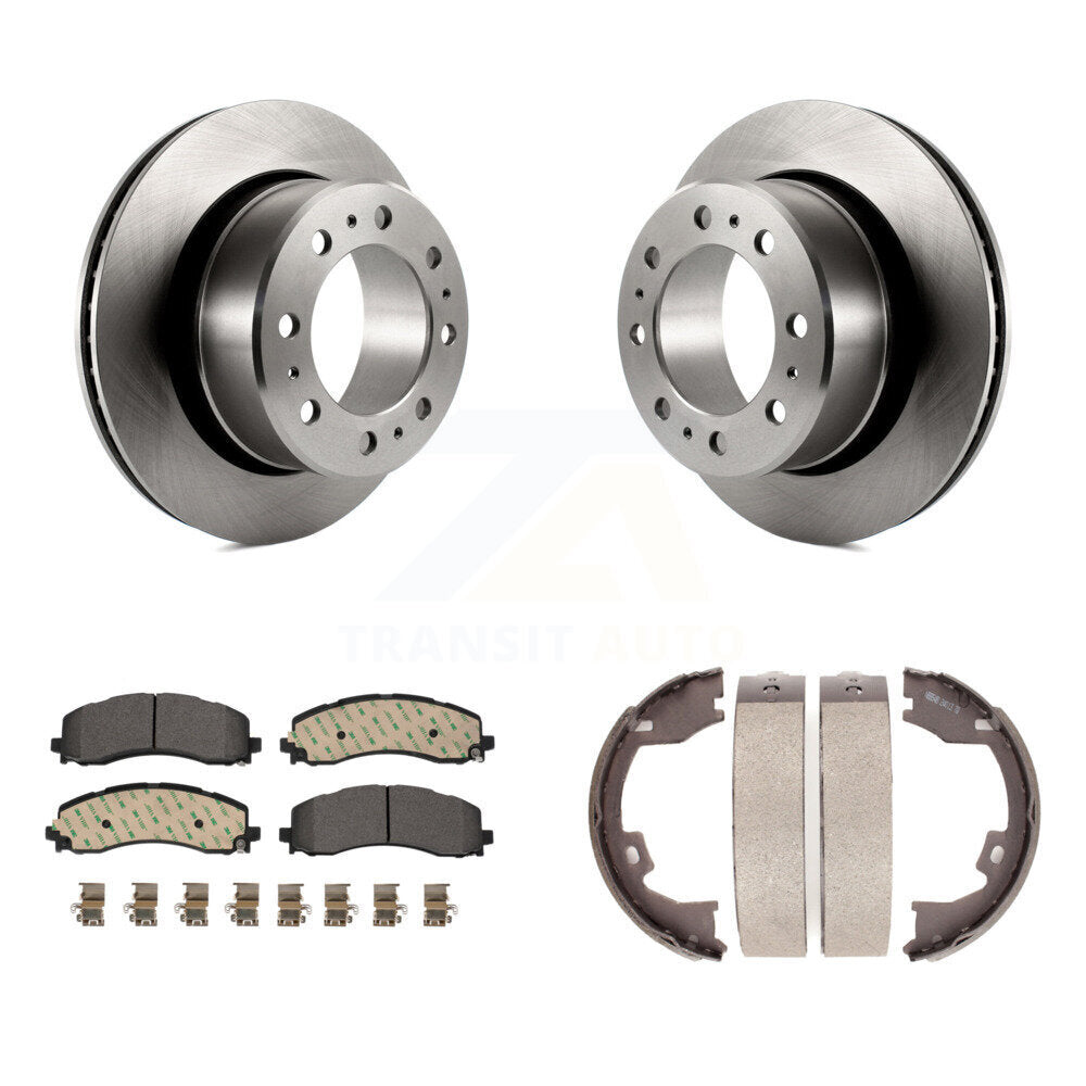 Rear Disc Rotors Ceramic Pads And Parking Brake Shoes Kit For Ram 2500 3500 K8T-105723