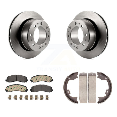 Rear Disc Rotors Ceramic Pads And Parking Brake Shoes Kit For Ram 2500 3500 K8T-105723
