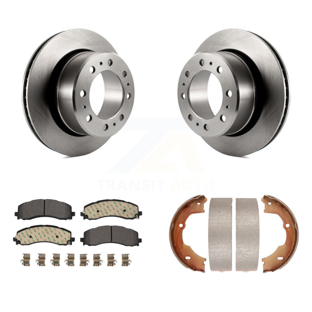Rear Disc Rotors Ceramic Pads Parking Shoes Kit For 2021 Ram 3500 With Single Wheels K8T-105725