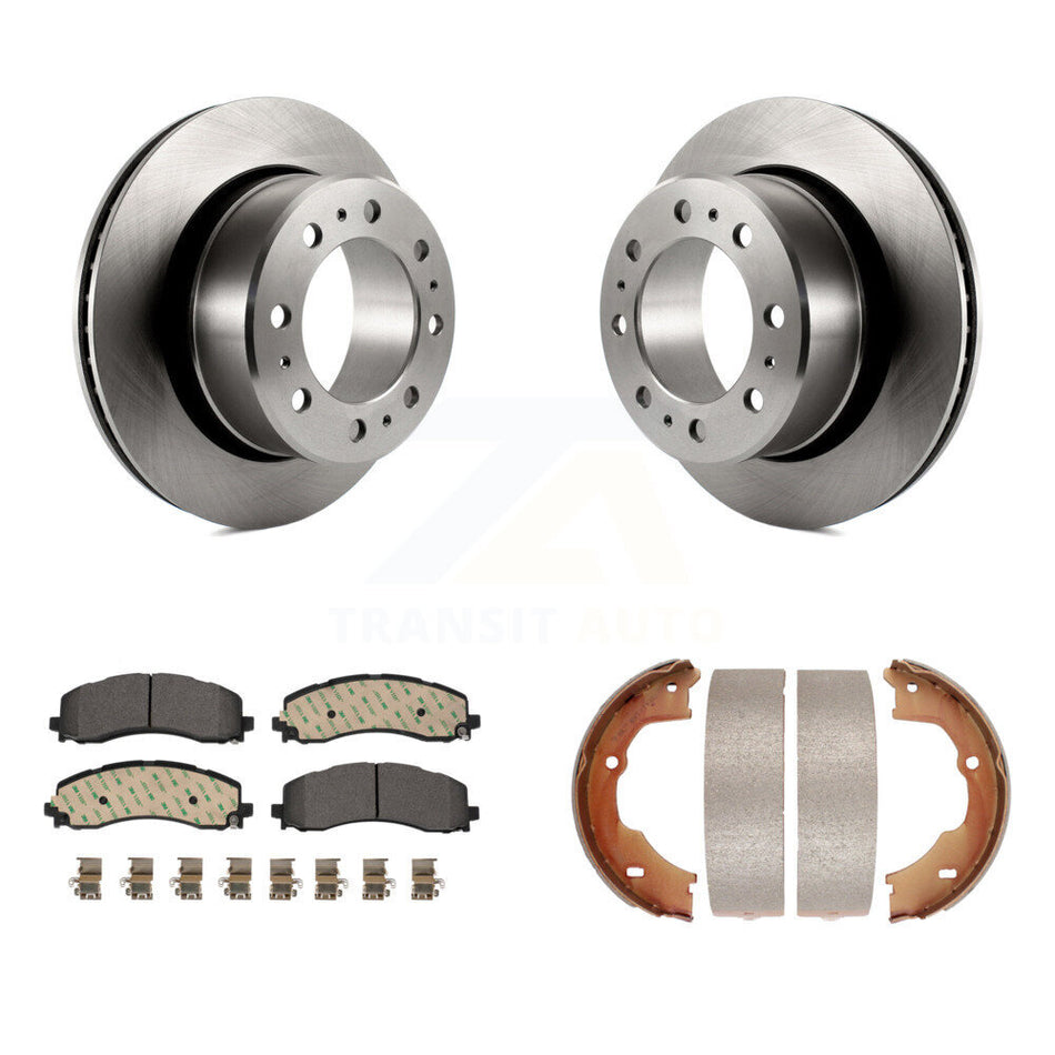 Rear Disc Rotors Ceramic Pads Parking Shoes Kit For 2021 Ram 3500 With Single Wheels K8T-105725
