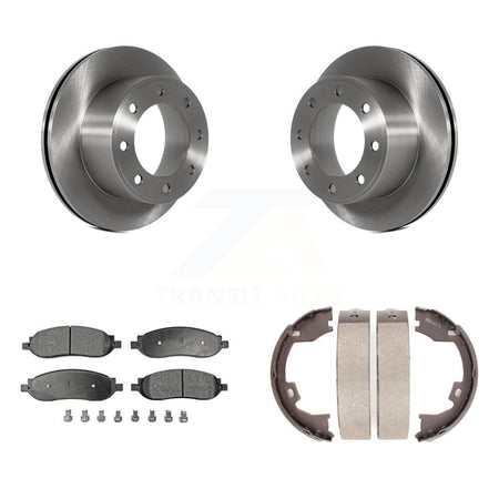 Rear Disc Rotors Ceramic Pads Parking Shoes Kit For 2005-2007 Ford F-350 Super Duty F-250 K8T-105726