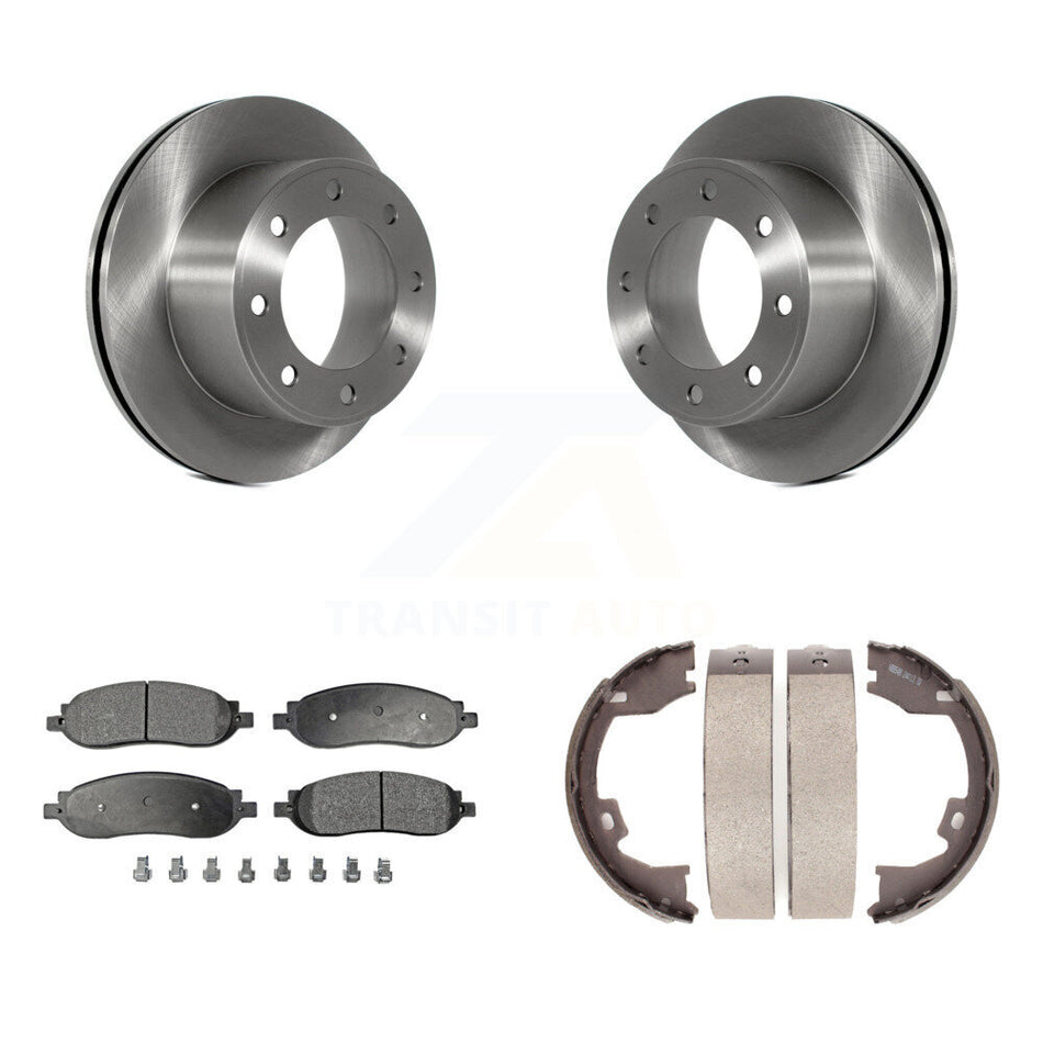 Rear Disc Rotors Ceramic Pads Parking Shoes Kit For 2005-2007 Ford F-350 Super Duty F-250 K8T-105726