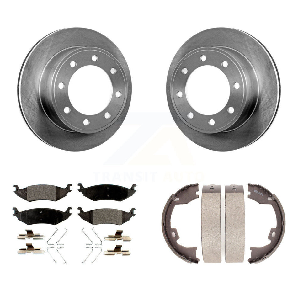 Rear Disc Rotors Ceramic Pads And Parking Brake Shoes Kit For 2007 Ford E-150 To 10 16 06 K8T-105729