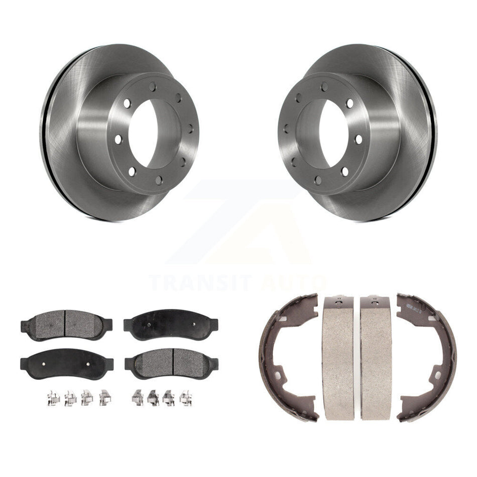 Rear Disc Rotors Ceramic Pads And Parking Brake Shoes Kit For Ford F-250 Super Duty F-350 K8T-105730