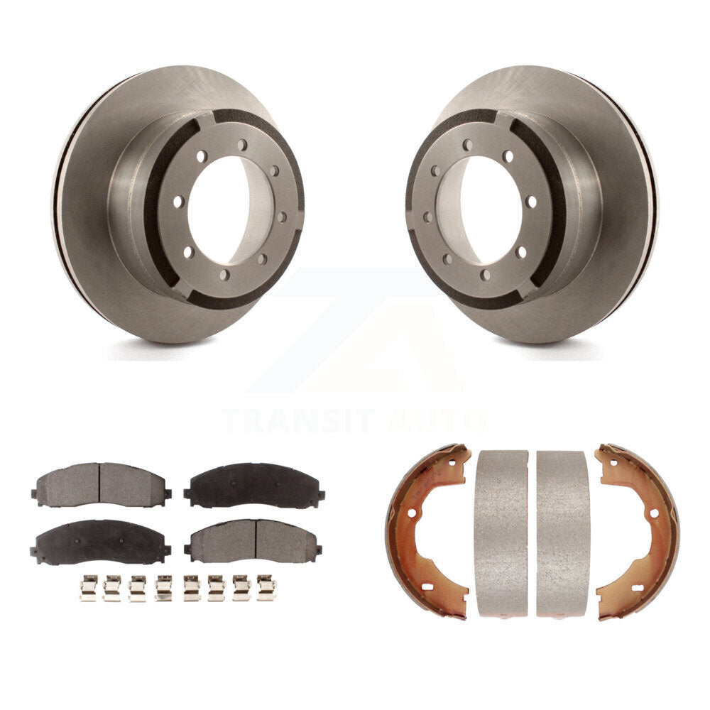 Rear Disc Rotors Ceramic Pads And Parking Brake Shoes Kit For Ford F-450 Super Duty K8T-105732