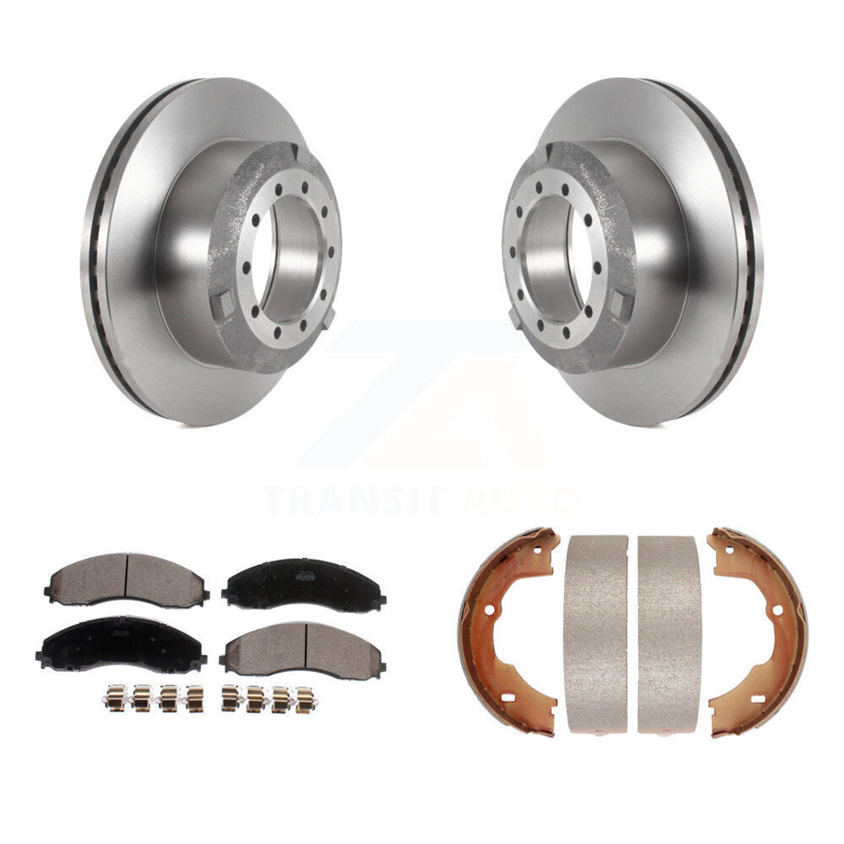 Rear Disc Rotors Ceramic Pads And Parking Shoes Kit For Ford F-450 Super Duty F-550 F-600 K8T-105733