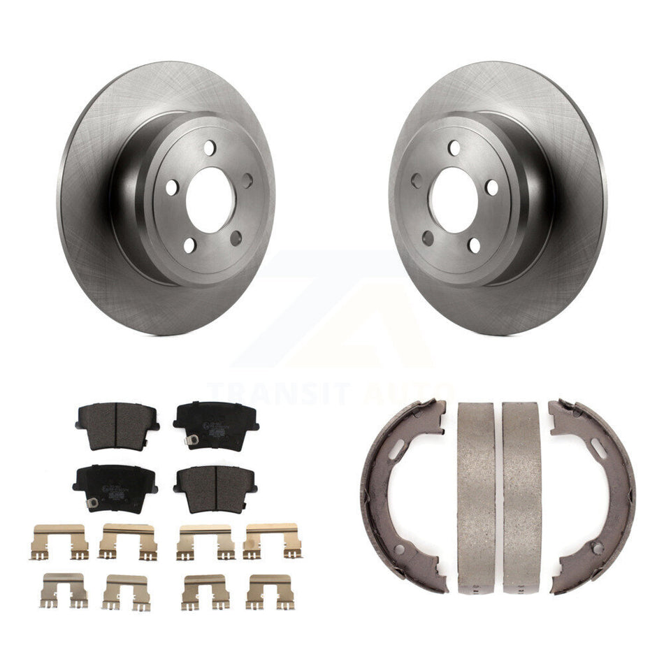 Rear Disc Rotors Ceramic Pads Parking Shoes Kit For Dodge Chrysler 300 Charger Challenger K8T-105735