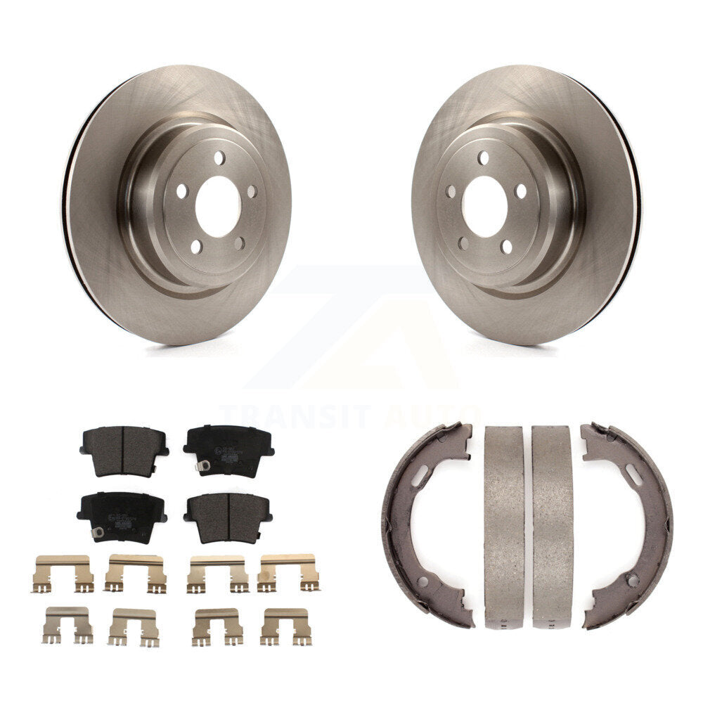 Rear Disc Rotors Ceramic Pads And Parking Brake Shoes Kit For Dodge Charger Magnum K8T-105737