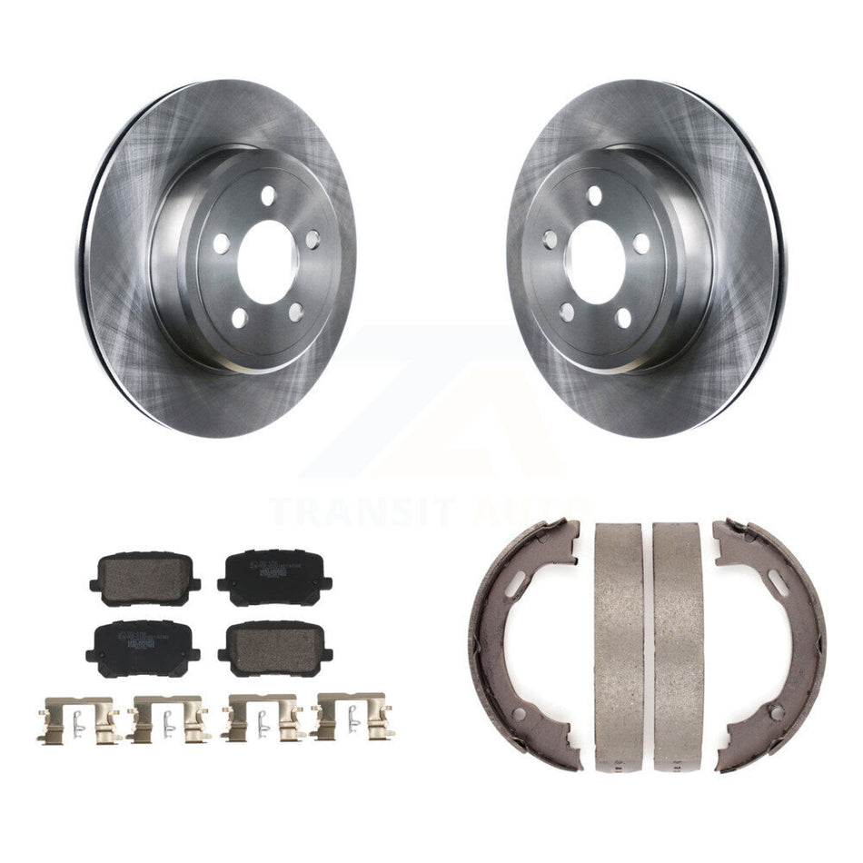 Rear Disc Rotors Ceramic Pads Parking Shoes Kit For 2017-2018 Dodge Charger RWD with 5.7L K8T-105743
