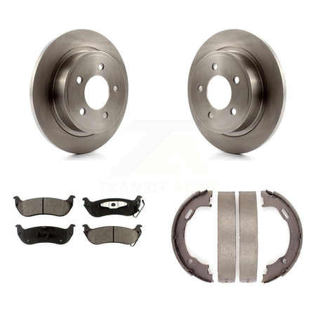 Rear Disc Rotors Ceramic Pads And Parking Brake Shoes Kit For 2004-2008 Chrysler Pacifica K8T-105745