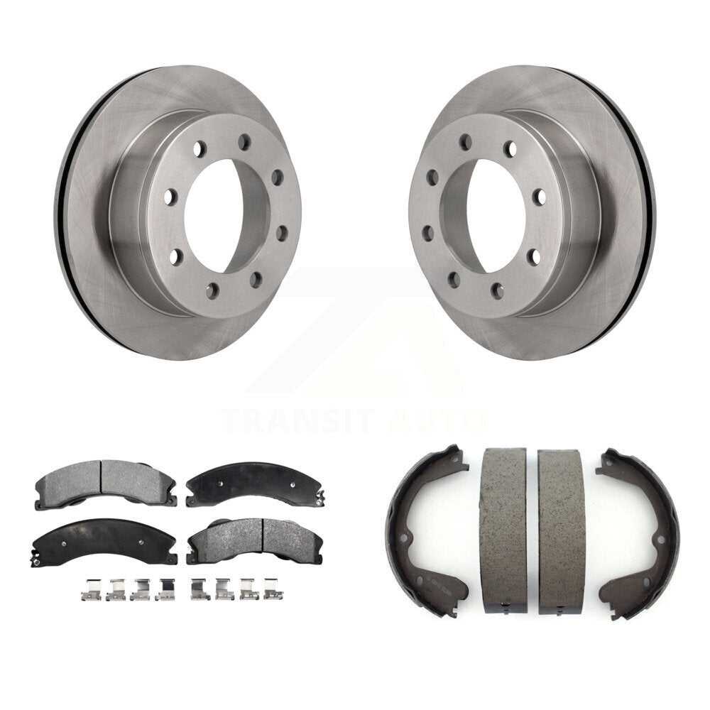 Rear Disc Rotors Ceramic Pads And Parking Brake Shoes Kit For Chevrolet Express 4500 K8T-105747