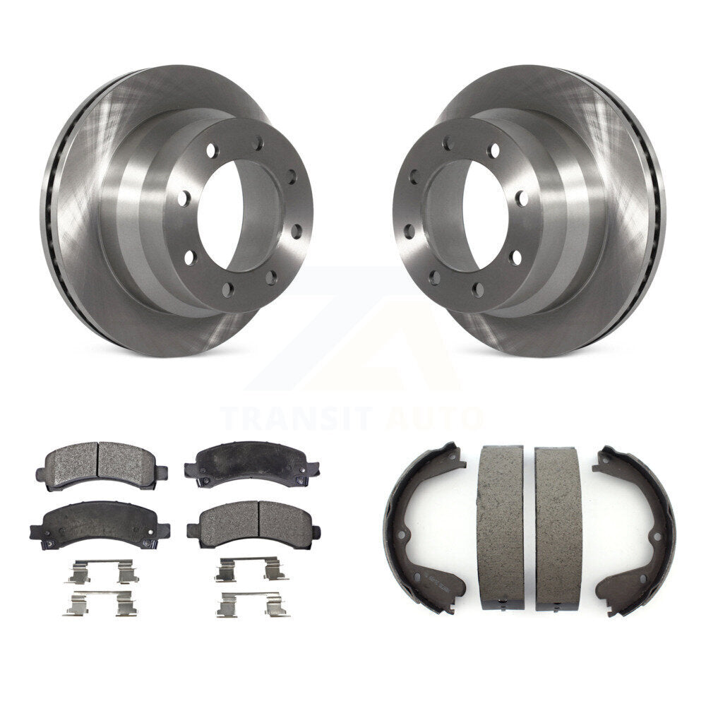 Rear Disc Rotors Ceramic Pads And Parking Brake Shoes Kit For Chevrolet Express 4500 K8T-105748