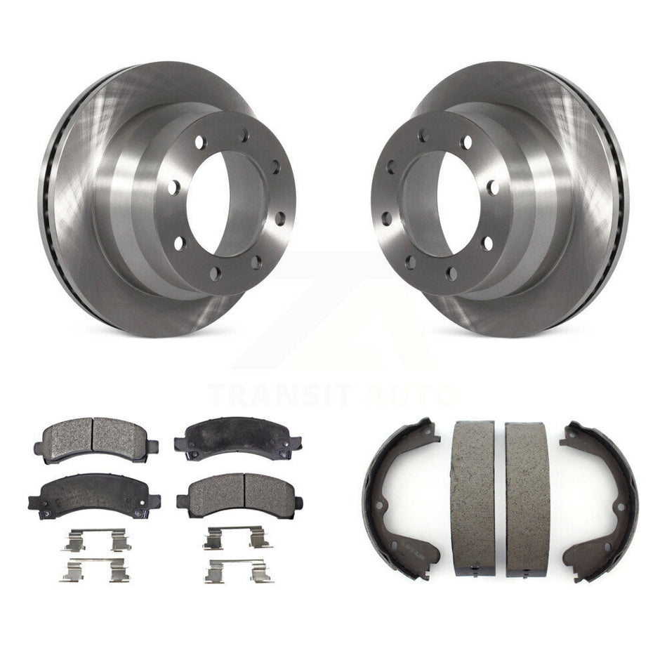 Rear Disc Rotors Ceramic Pads And Parking Brake Shoes Kit For Chevrolet Express 4500 K8T-105748