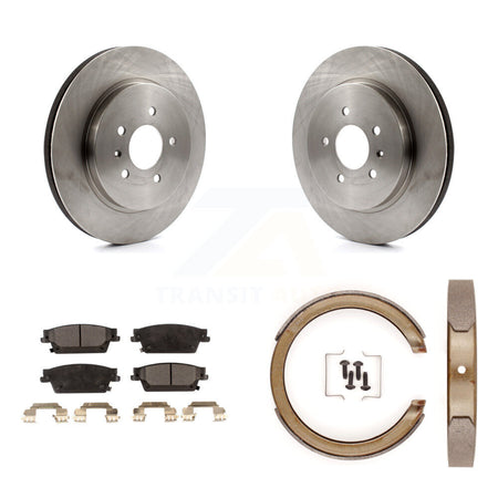 Rear Disc Rotors Ceramic Pads And Parking Brake Shoes Kit For Cadillac STS K8T-105754