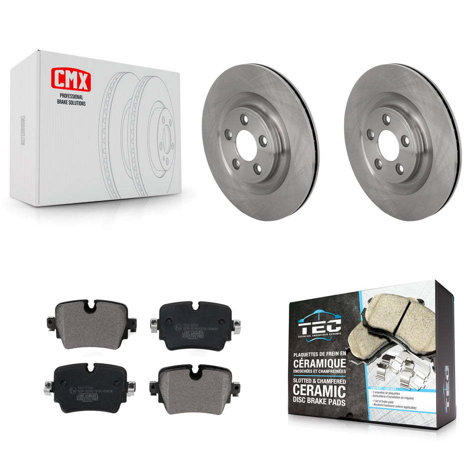 Rear Disc Brake Rotors And Ceramic Pads Kit For Jaguar F-Type XJ K8T-105765