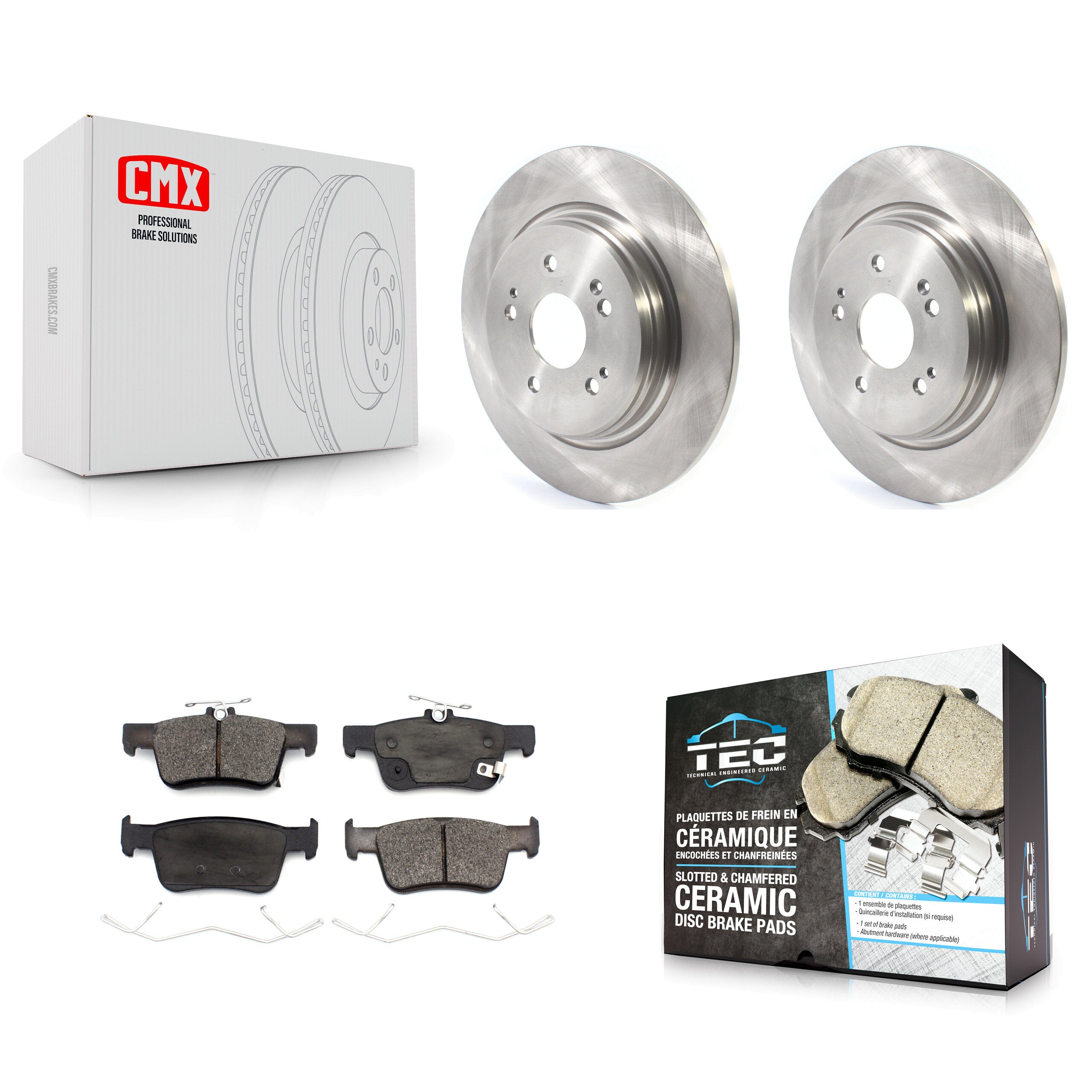 Rear Disc Brake Rotors And Ceramic Pads Kit For 2022-2024 Acura RDX K8T-105772