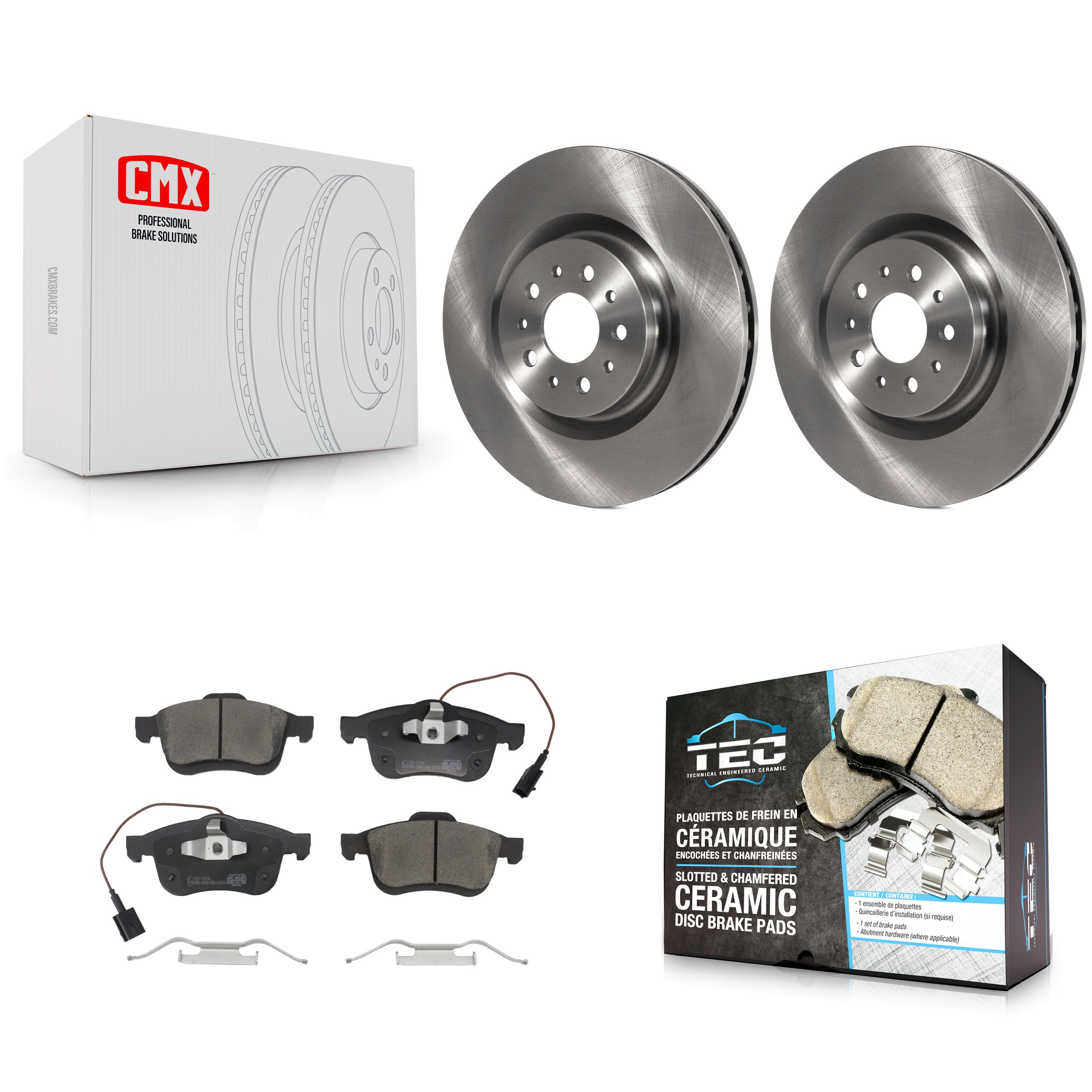 Front Disc Brake Rotors And Ceramic Pads Kit For 2015-2021 Ram ProMaster City K8T-105810