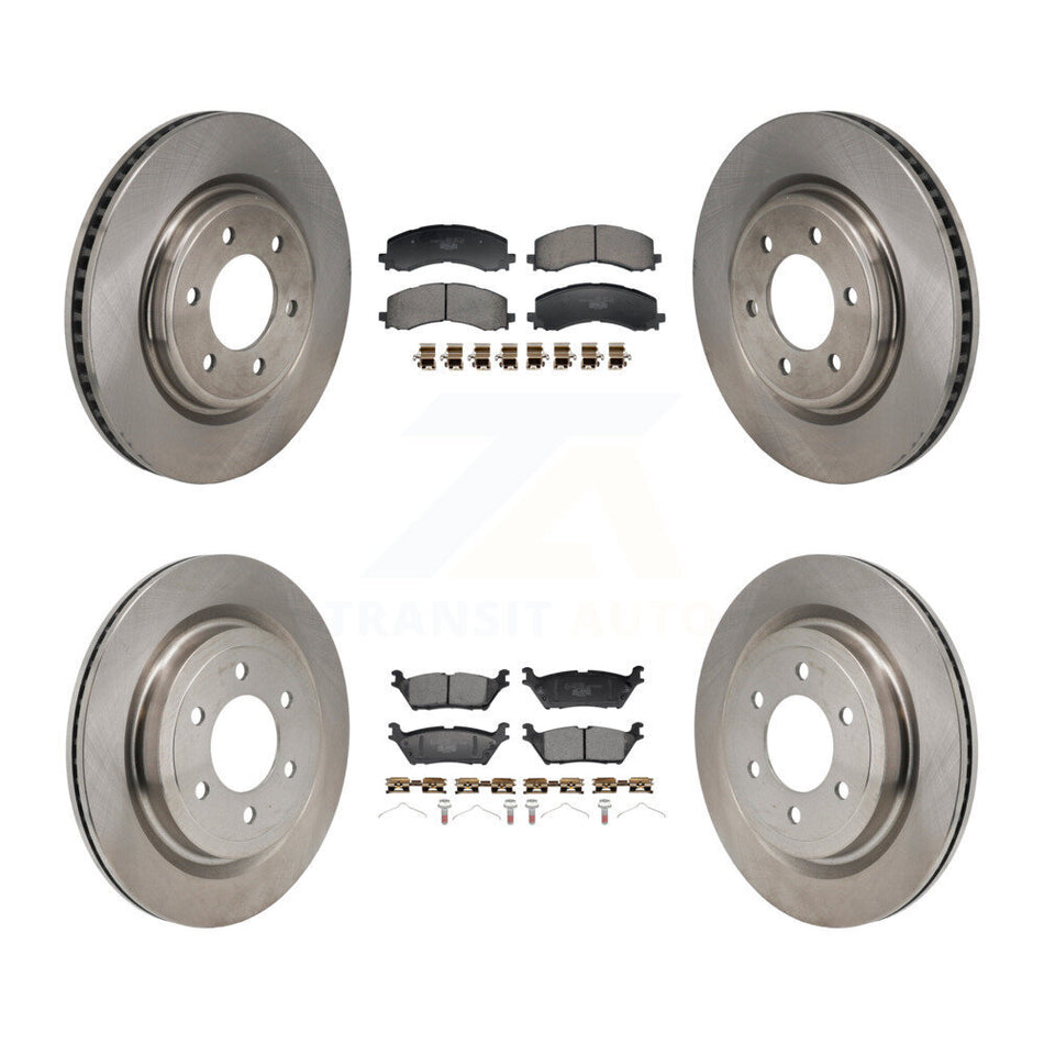 Front Rear Disc Brake Rotor Ceramic Pad Kit For Ford F-150 With 350mm Diameter K8T-105886