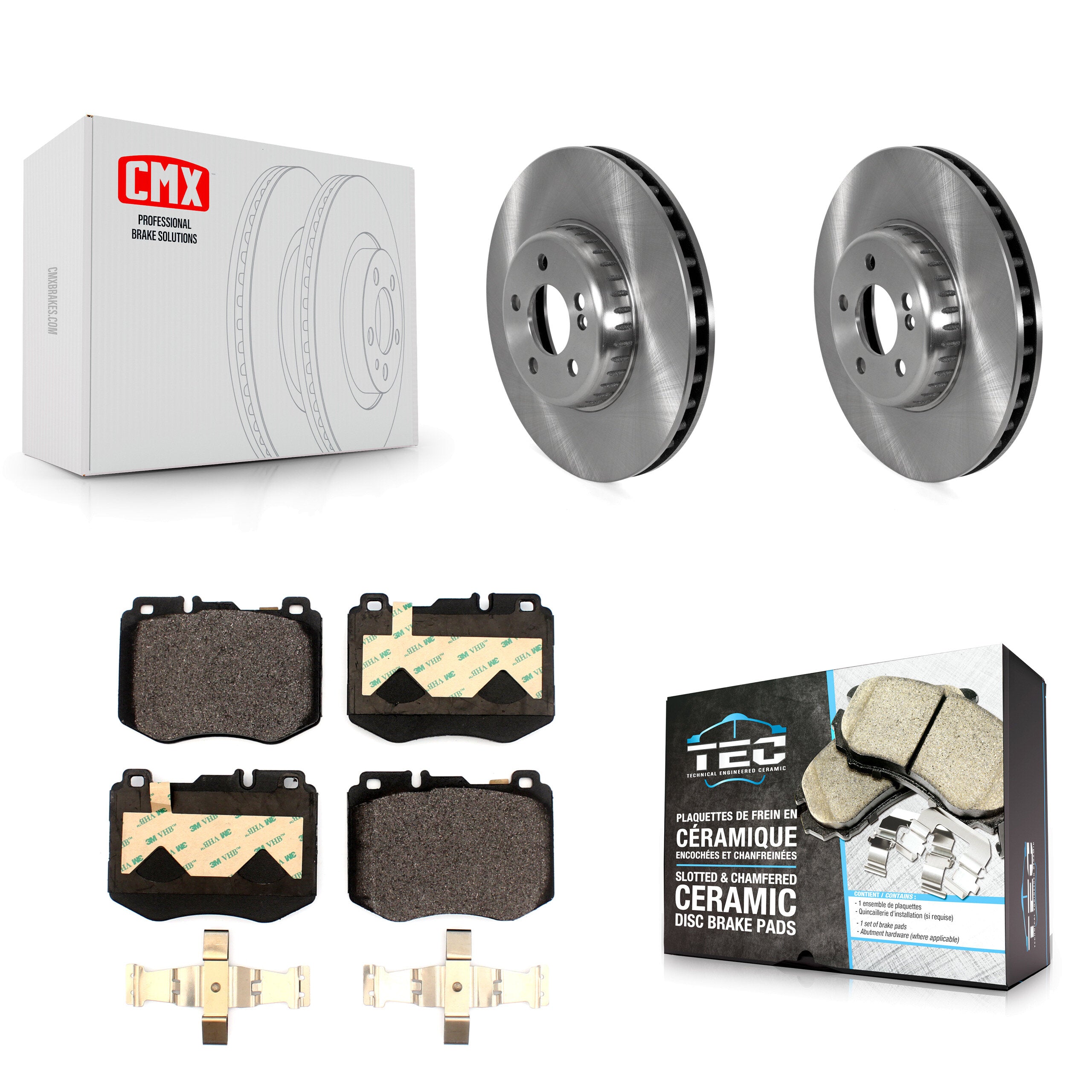 Front Brake Rotors Ceramic Pad Kit For 2018-2019 Mercedes-Benz E300 Without Sport Package K8T-105925