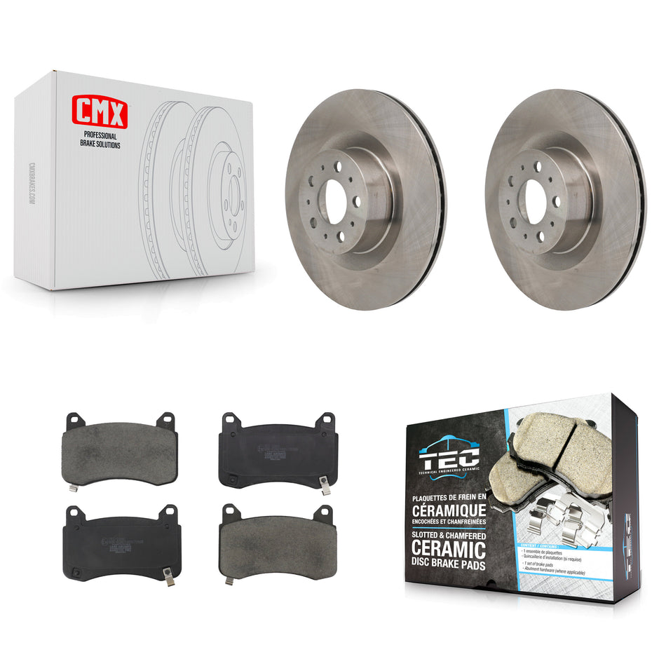 Front Disc Brake Rotor & Ceramic Pad Kit For 2020-2023 Tesla Y With Gray Painted Calipers K8T-105927