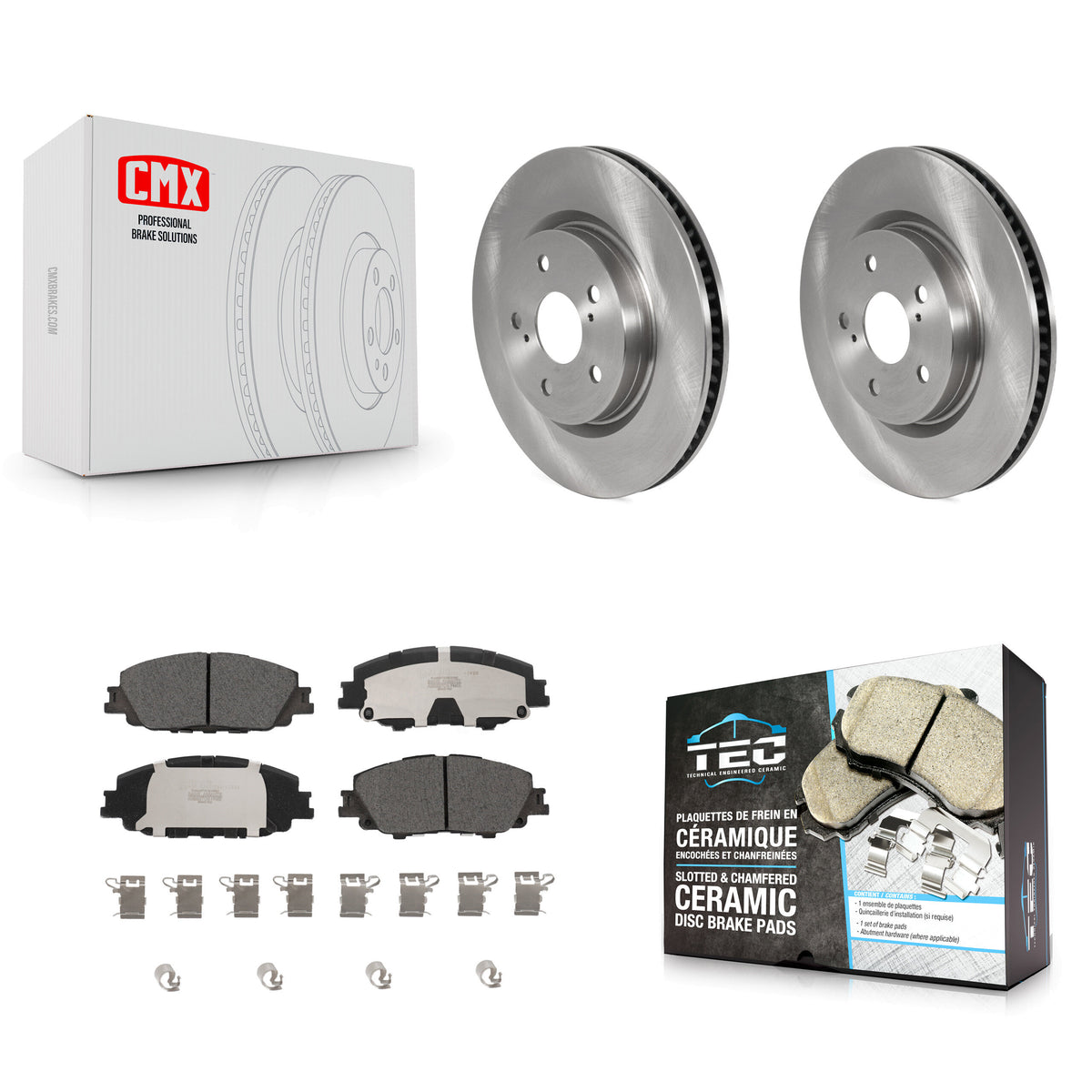 Front Disc Brake Rotors And Ceramic Pads Kit For 2023-2024 Toyota Prius AWD K8T-105943
