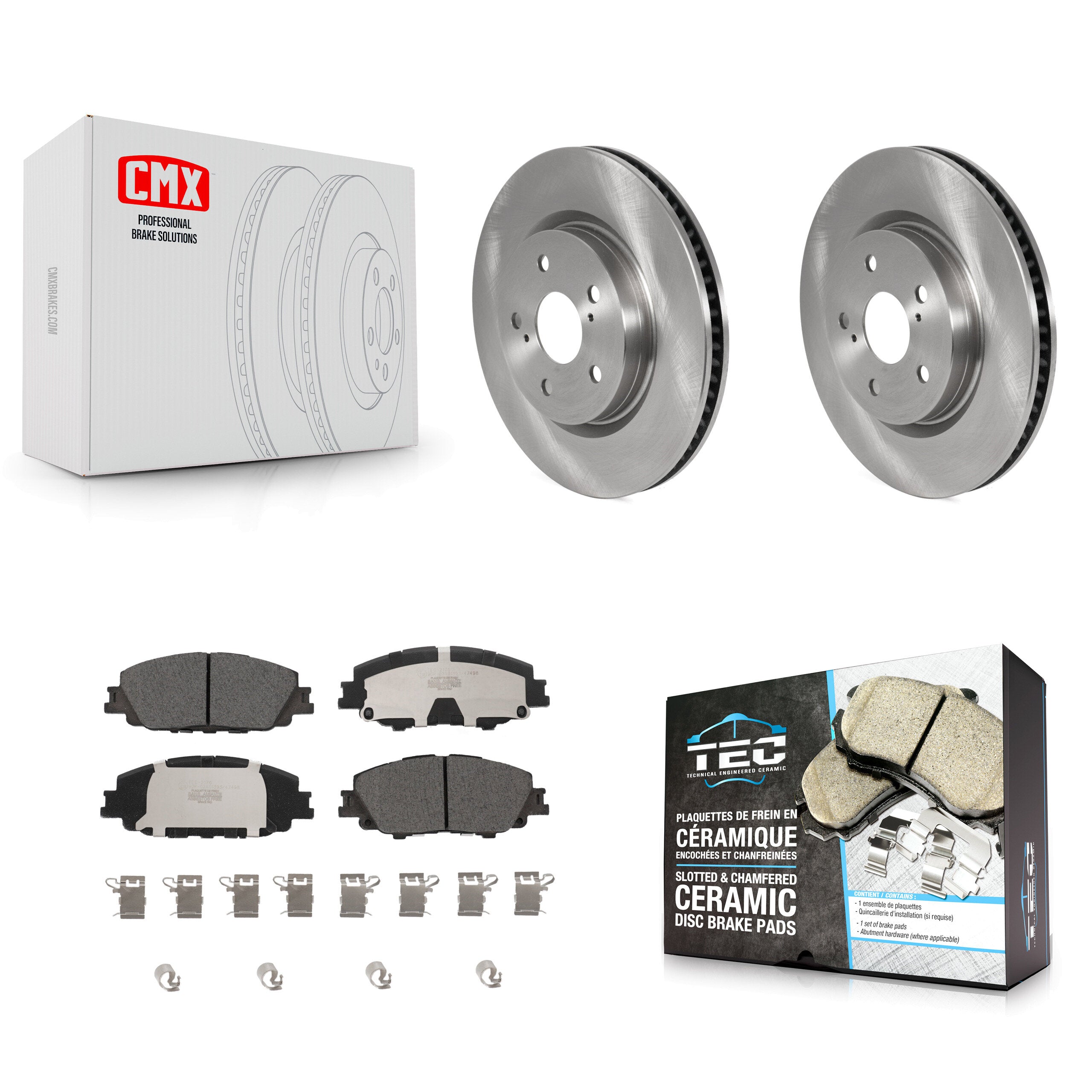 Front Disc Brake Rotors And Ceramic Pads Kit For 2023-2024 Toyota Prius AWD K8T-105943