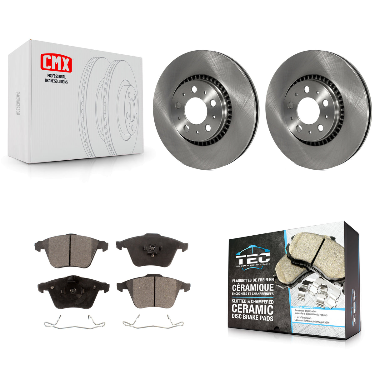 Front Brake Rotor Ceramic Pad Kit For 2008-2009 Volvo S60 With 305mm Diameter K8T-105946