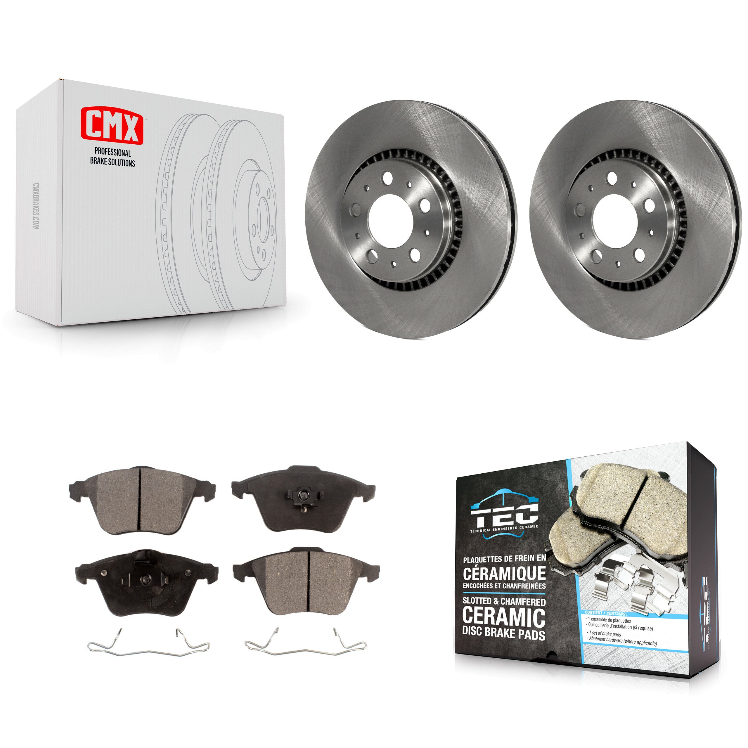 Front Brake Rotor Ceramic Pad Kit For 2008-2009 Volvo S60 With 305mm Diameter K8T-105946
