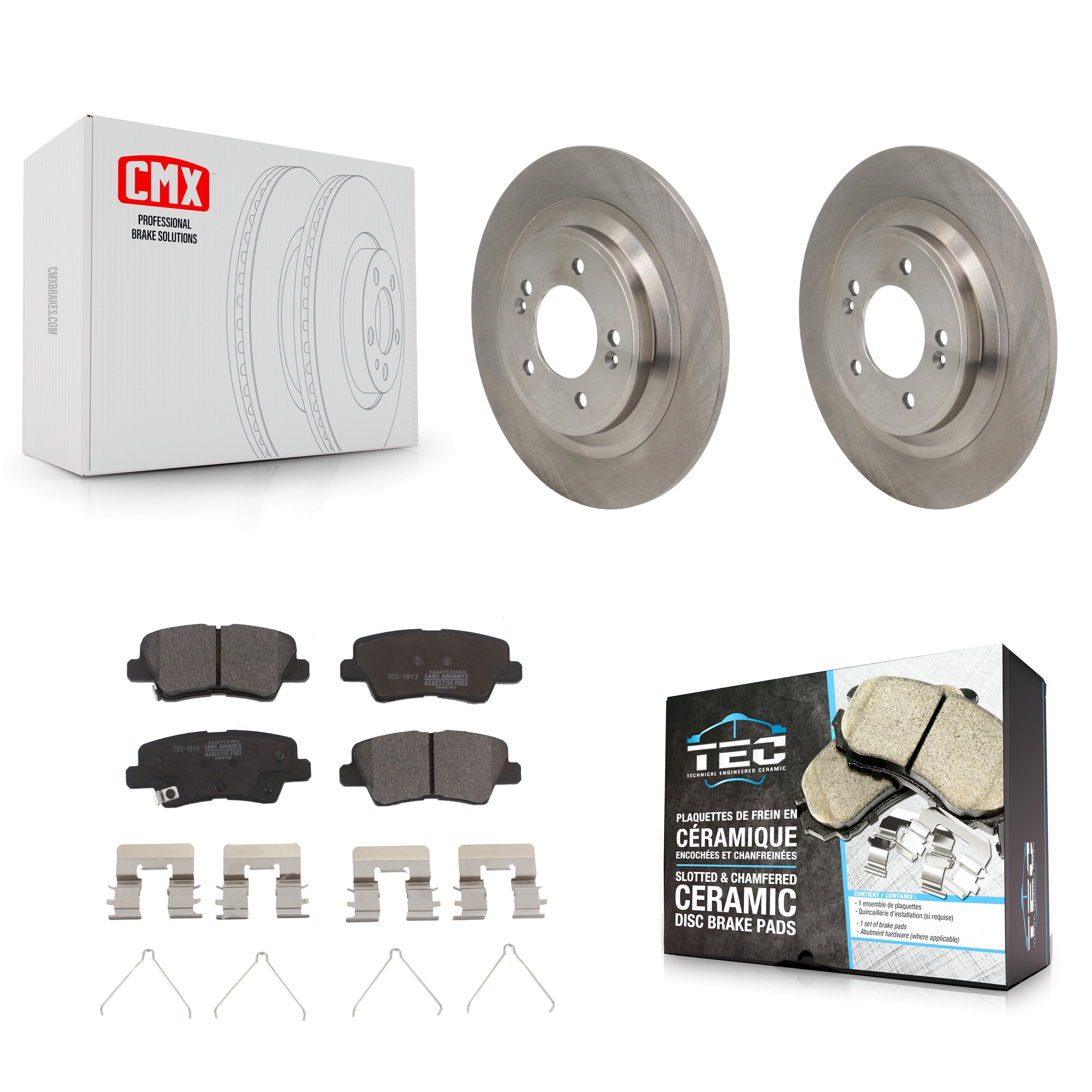 Rear Disc Brake Rotors And Ceramic Pads Kit For 2024 Hyundai Kona Electric K8T-105958