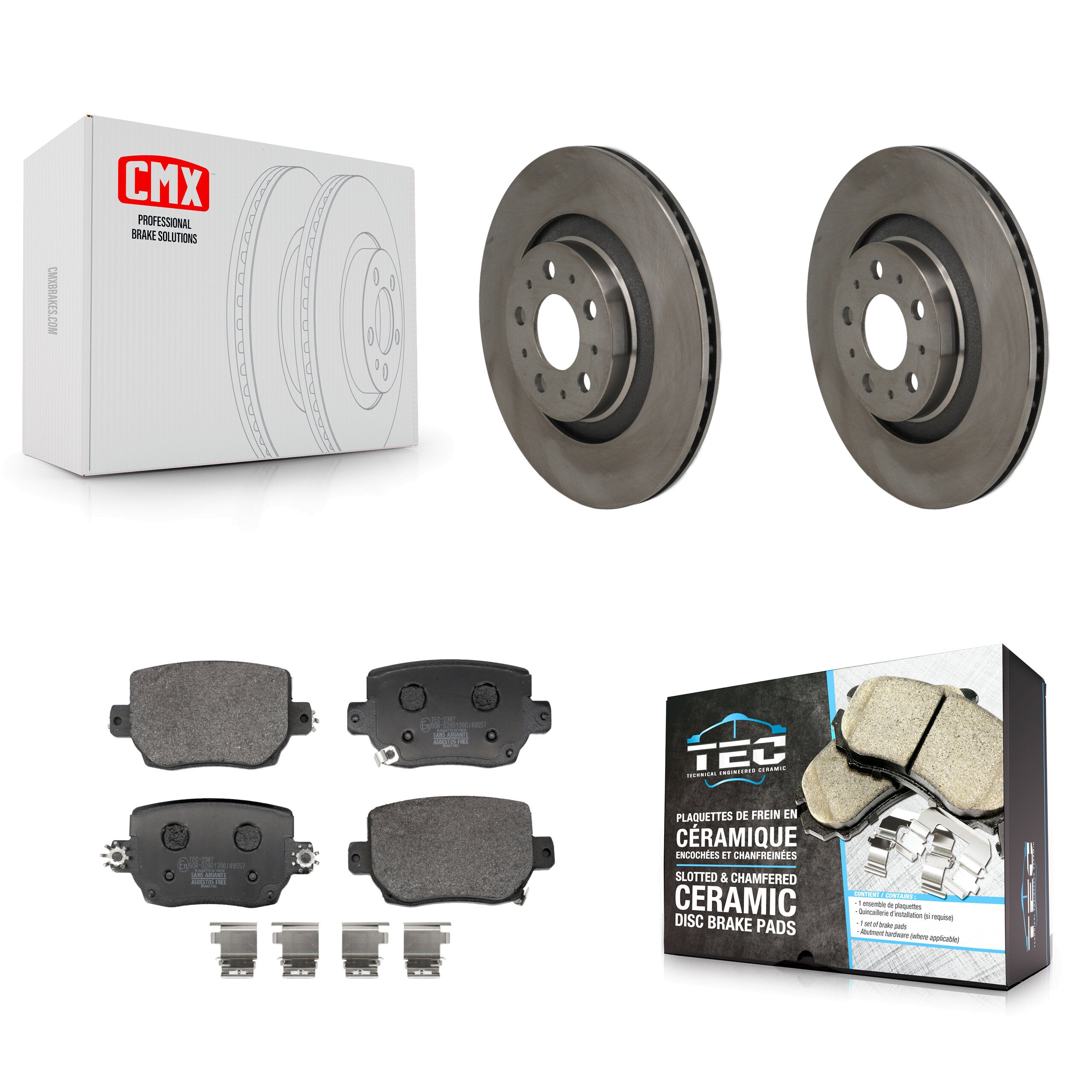 Rear Disc Brake Rotor And Ceramic Pad Kit For 2020-2024 Tesla Y With Red Painted Calipers K8T-105963