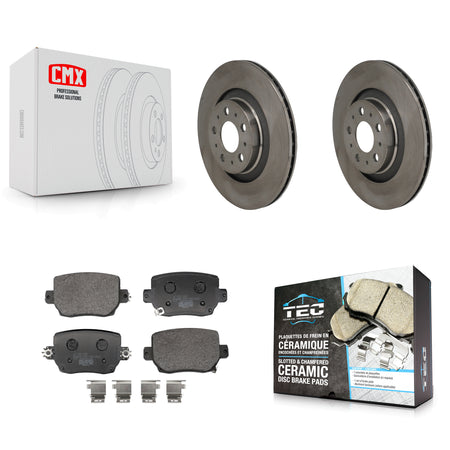 Rear Disc Brake Rotor And Ceramic Pad Kit For 2020-2024 Tesla Y With Red Painted Calipers K8T-105963